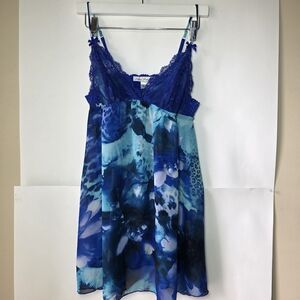 Linea Donatella Royal Blue Lace Chemise Sleepwear Women M NWT